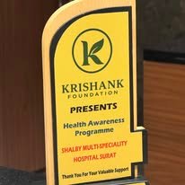 Award plaque for the Health Awareness Programme with Shalby Multi-Speciality Hospital, Surat